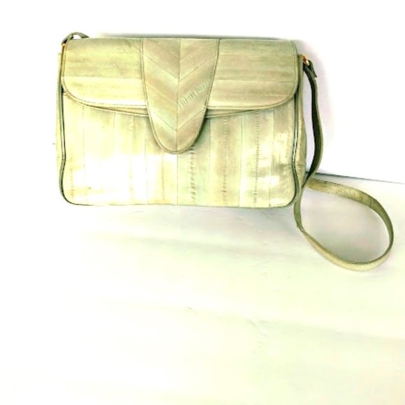 Korean Handmade Light Grey Eel Skin Crossbody - Picture 2 of 15